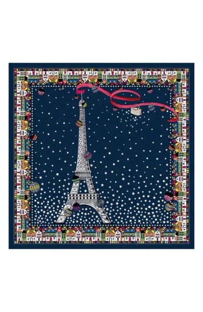 Longchamp Eiffel Tower Silk Square Bandana In Navy