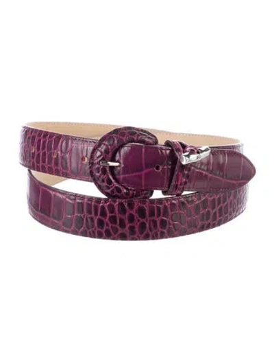 Pre-owned Longchamp Embossed Leather Belt In Purple