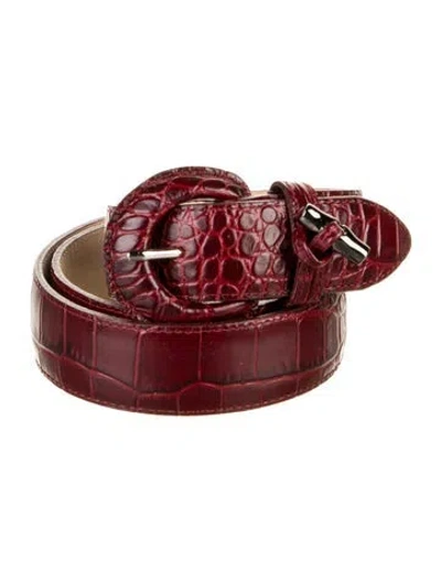 Pre-owned Longchamp Embossed Leather Belt In Red
