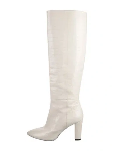 Pre-owned Longchamp Embossed Leather Boots In Neutrals