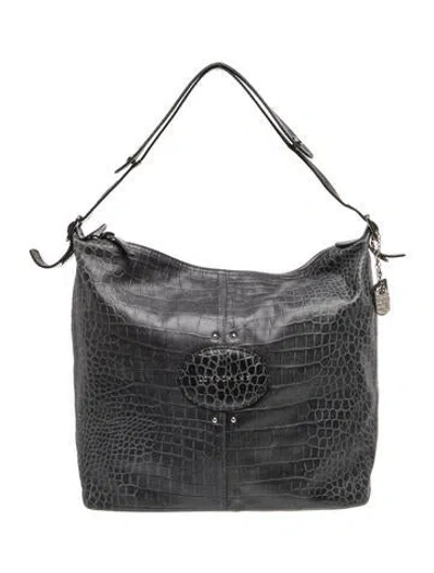 Pre-owned Longchamp Embossed Leather Roseau Tote Bag In Black