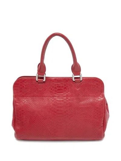 Pre-owned Longchamp Embossed Leather Tote Bag In Red