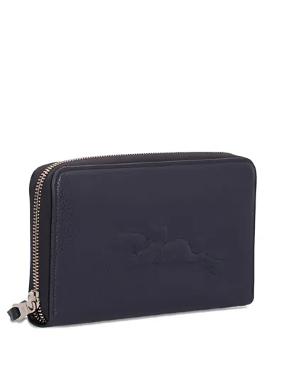 Longchamp Embossed Zip Wallet In Blue