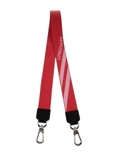 Pre-owned Longchamp Embroidered Bag Strap In Red