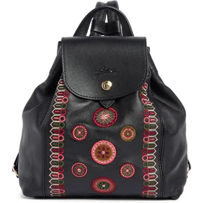 Longchamp Embroidered Leather Backpack