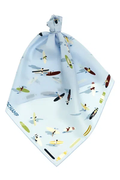 Longchamp 'en Attendant La Vague' Scarf In Light Blue