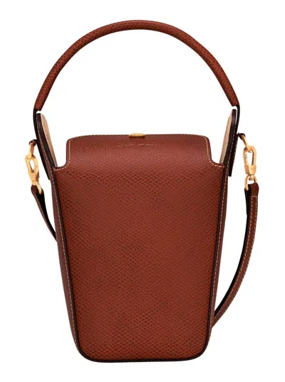 Longchamp 'epure' Brown Crossbody Bag With Adjustable And Removable Shoulder Strap And Embossed Logo On The Fr