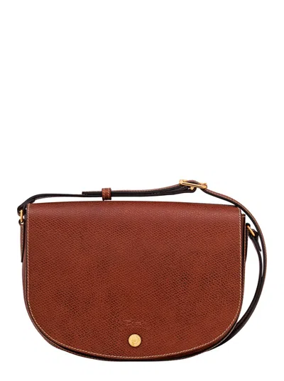 Longchamp Epure Brown Crossbody Bag With Adjustable And Removable Shoulder Strap And Embossed Logo On The Fron