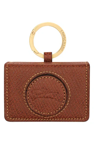 Longchamp Epure Camera Leather Bag Charm In Brown