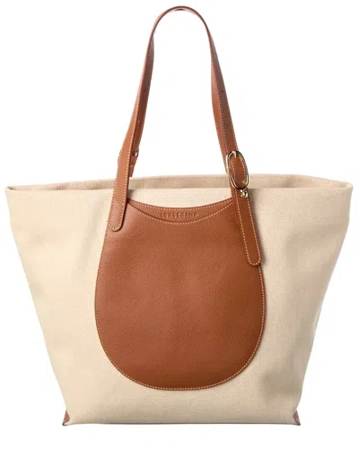 Longchamp Epure Canvas & Leather Tote In Brown