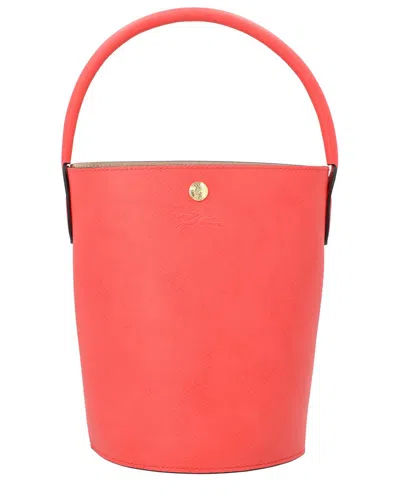 Longchamp Epure Leather Bucket Bag In Red