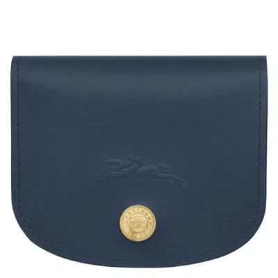 Longchamp Epure Leather Card Holder - Navy In ["blue","gold Tone"]