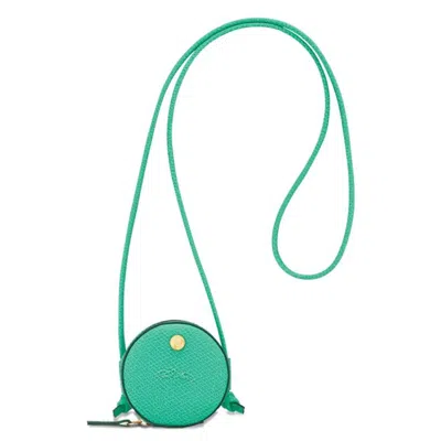 Longchamp Epure Leather Coin Purse With Cord In ["green","gold Tone"]