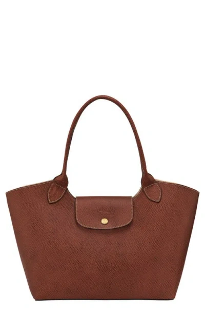 Longchamp Épure Leather Shoulder Tote In Brown