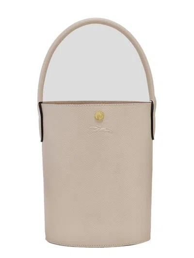 Longchamp Épure Logo Embossed Small Bucket Bag In Beige