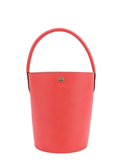 Longchamp Épure Logo Embossed Small Bucket Bag In Red