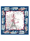 Longchamp Eiffel Tower Silk Square Bandana In Blue