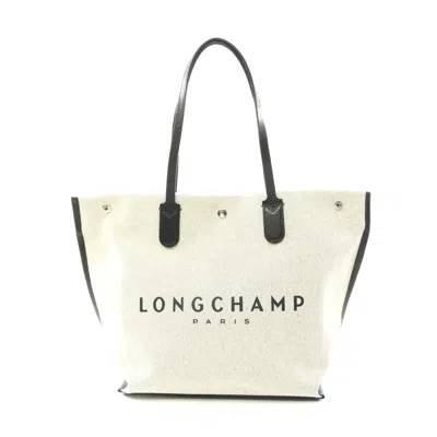 Longchamp Essential L Tote Bag Fabric Leather In Sand