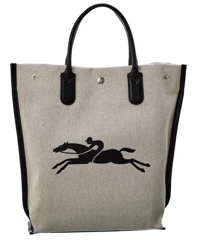 LONGCHAMP LONGCHAMP ESSENTIAL TOILE CANVAS & LEATHER TOTE