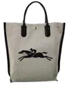 Longchamp Essential Toile Canvas & Leather Tote In White