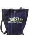 Longchamp Essential Xs Canvas Crossbody In Blue