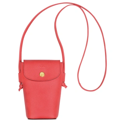 Longchamp Phone Case With Leather Lace Épure In Strawberry