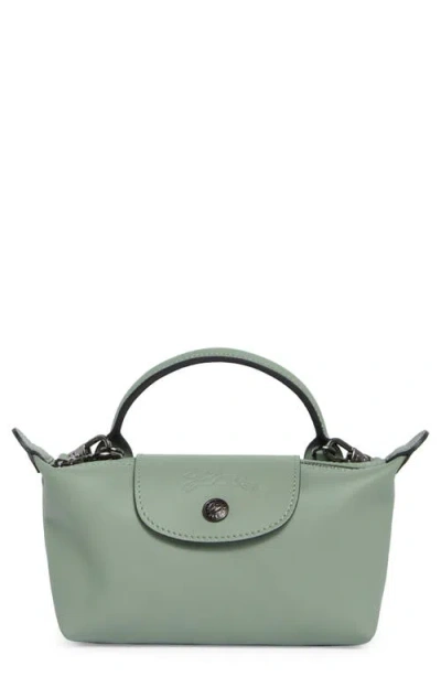 Longchamp Extra Small Le Pliage Xtra Leather Clutch In Green