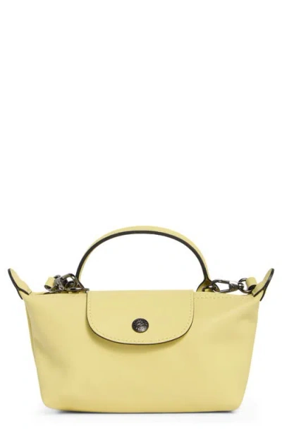 Longchamp Extra Small Le Pliage Xtra Leather Clutch In Yellow