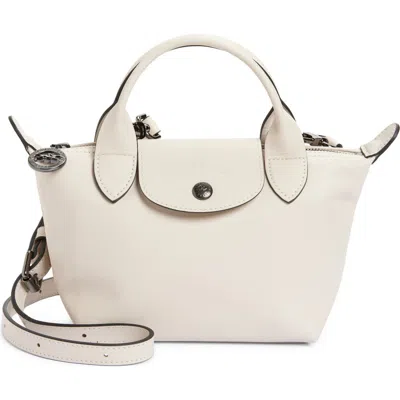 Longchamp Extra Small Le Pliage Xtra Leather Top Handle Bag In White