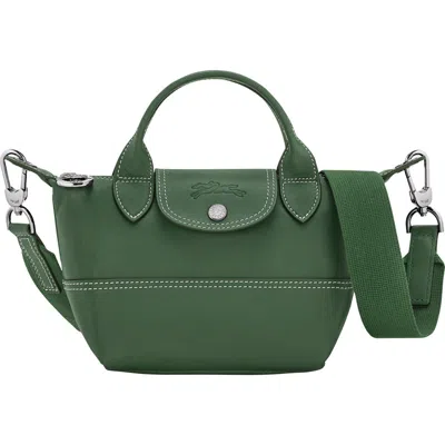 Longchamp Extra Small Le Pliage Xtra Worker Leather Crossbody Bag In Green