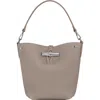 Longchamp Extra Small Le Roseau Leather Bucket Bag In Clay