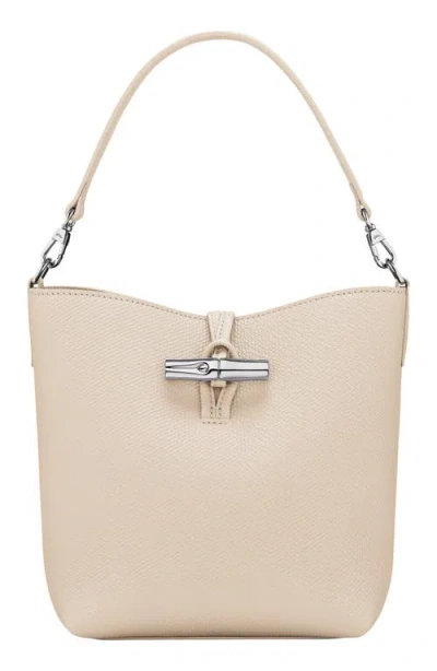 Longchamp Extra Small Le Roseau Leather Bucket Bag In White