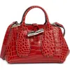 Longchamp Extra Small Roseau Croc Embossed Top Handle Crossbody Bag