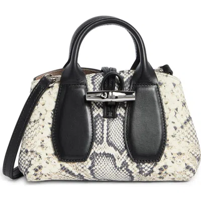Longchamp Extra Small Roseau Snakeskin Print Leather Top Handle Bag In Multi