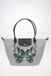 Longchamp Fabric Tote Bag With Butterfly Print
