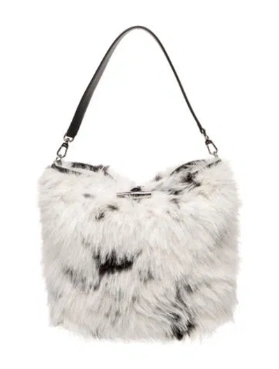 Pre-owned Longchamp Faux Fur Hobo In White
