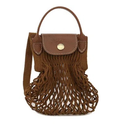 longchamp tobacco bag Longchamp Filet Mesh Le Pliage Xs Bag In Tobacco In Purple