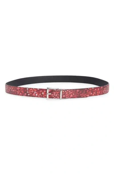 Longchamp Fleur Reversible Leather Belt In Brown