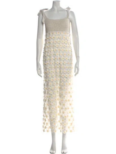 Pre-owned Longchamp Floral Print Long Dress In Neutral