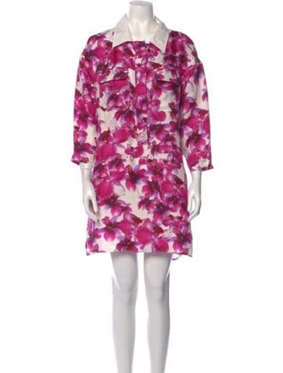 Pre-owned Longchamp Floral Print Mini Dress In Pink