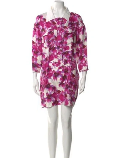 Pre-owned Longchamp Floral Print Mini Dress In Pink