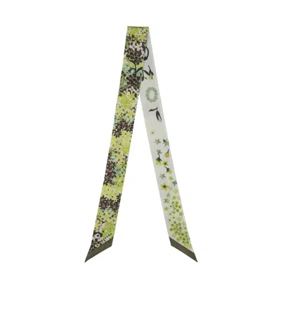 Longchamp Flower Necklace Pattern Silk Scarf In Green