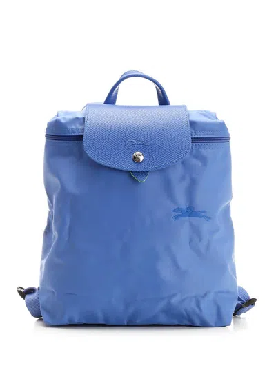 Longchamp Fold-over Top Backpack In Gnawed Blue