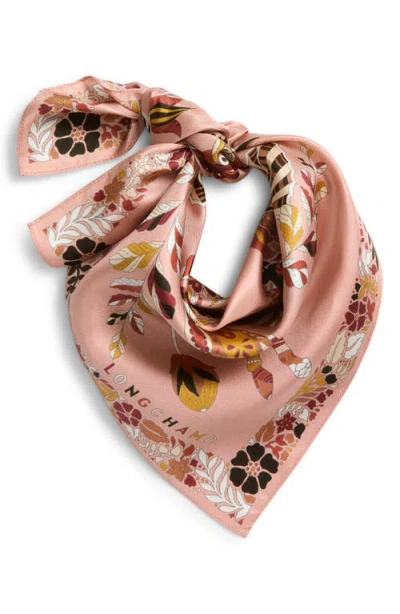 Longchamp Forest Square Silk Scarf In Brown