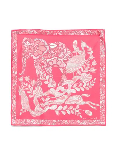 Longchamp Forêt  Scarf 50 In ピンク