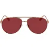 Longchamp Foulonn 58mm Aviator Sunglasses In Rose Gold/wine