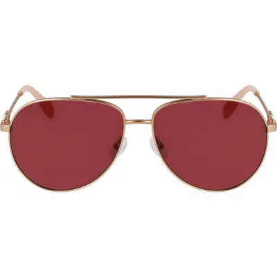 Longchamp Foulonn 58mm Aviator Sunglasses In Red