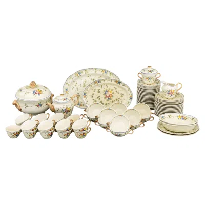 Pre-owned Longchamp French  "nemours" Ceramic Partial Dinner Service Set In Beige