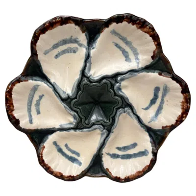 Pre-owned Longchamp French Majolica Oyster Plate , Circa 1900 In Beige