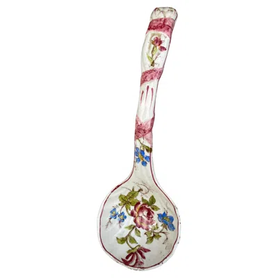 Pre-owned Longchamp French Majolica Spoon  Circa 1890 In Sand